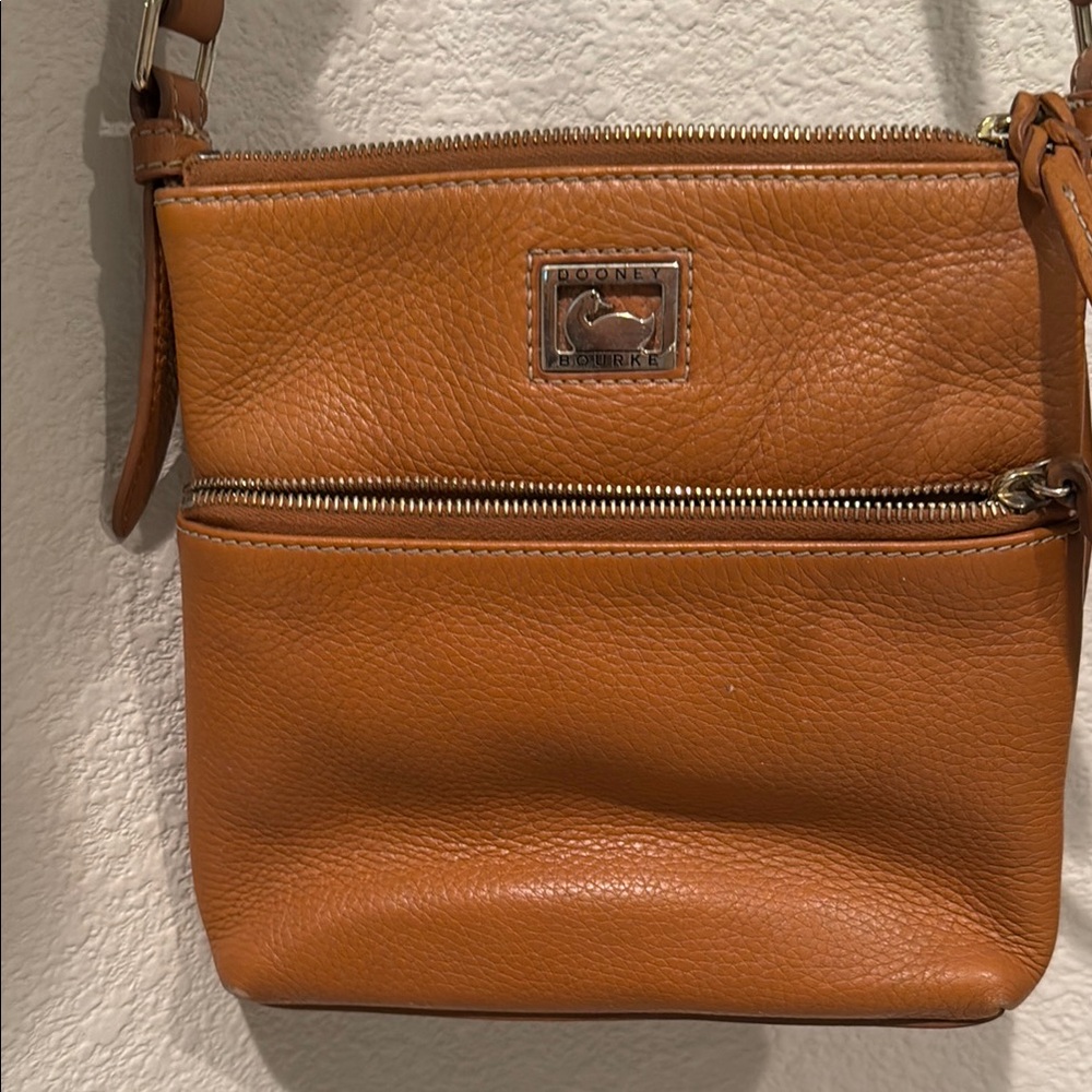 Dooney & Bourke Tan Crossbody Bag with Textured Leather and Medium Size